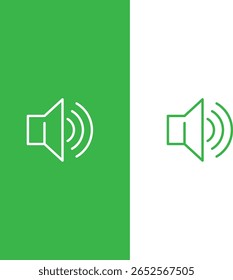 Green Speaker Sound Waves, Volume Audio Icon