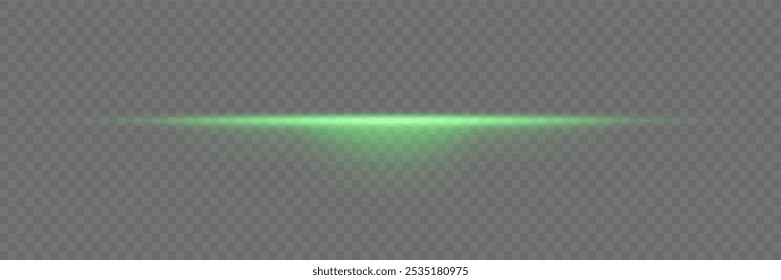 Green special effect, horizontal light rays, line