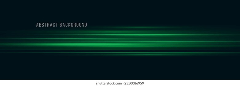 Green special effect, speed line. Laser beams, horizontal light rays. Glowing flare spark and flash lights. Luminous trail. Particle motion effect. Magic of moving fast lines. 