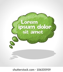 Green speech balloon icon. Thought bubble.