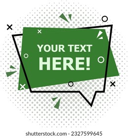 Green speech bubble banner design on white background, stock vector