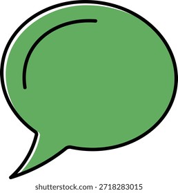 Burbuja de discurso verde con contorno negro y mensaje de comunicación de chat de línea curva
