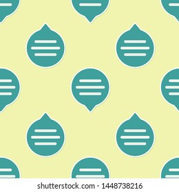 Green Speech bubble chat icon isolated seamless pattern on yellow background. Message icon. Communication or comment chat symbol.  Vector Illustration