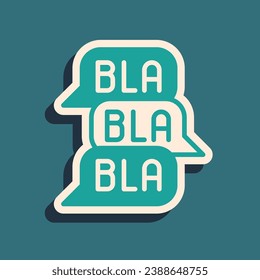 Green Speech bubble chat icon isolated on green background. Message icon. Communication or comment chat symbol. Long shadow style. Vector
