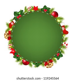 Green Speech Bubble With Christmas Icon With Gradient Mesh, Vector Illustration