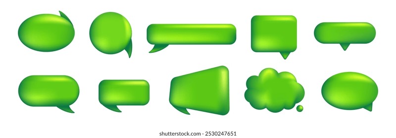 Green speech bubble for comments. The set of chatting, message and communications boxes. Balloon for text