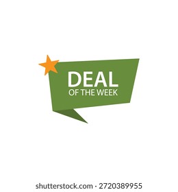  Gráfico de bolha de fala verde exibe proeminentemente um distintivo de oferta de tempo limitado especial indicando uma oferta fantástica da semana promoção ou desconto significativo.