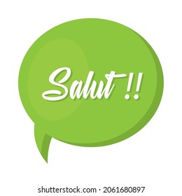 green speech bubble with salut word