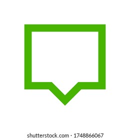 green speech bubble sign isolated on white, bubble speak icon trendy flat design, simple square dialog message for icon, speech bubble square green for button, text box for comment symbol, vector