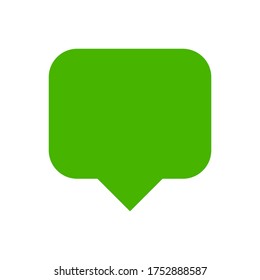 green speech bubble sign isolated on white, bubble speak icon trendy flat design, simple square dialog message for icon, speech bubble square green for button, text box for comment symbol, vector