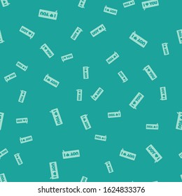 Green Speech bubble with text I love you icon isolated seamless pattern on green background. Valentines day.  Vector Illustration