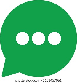 Green Speech Bubble with Three White Loading Dots Simple Icon chat bubble message bubble