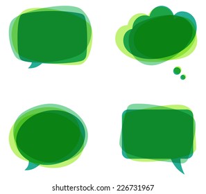 Green Speech Bubbles - Set of colorful, abstract speech bubbles.  