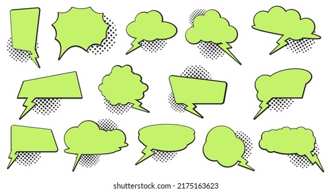 green speech comic box with shadow