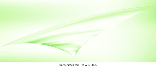 Green speed line wavy shape on dark background. High speed green waves for eco-design. Laser beams luminous abstract sparkling isolated on a transparent background.