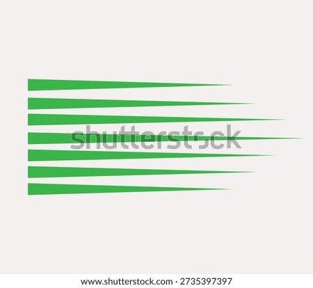 Green speed lines emanating horizontally, abstract motion graphic, vector