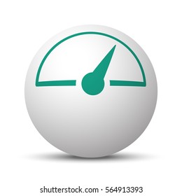 Green Speed Meter icon on white sphere