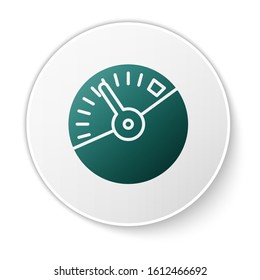 Green Speedometer icon isolated on white background. White circle button. Vector Illustration