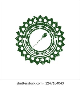 Green sperm icon inside rubber texture