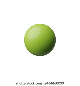 Green sphere 3D model icon. Geometric round figure glossy surface vector render illustration isolated. Realistic Brutalism, Bauhaus concept. Volumetric ball shape, plastic toy block