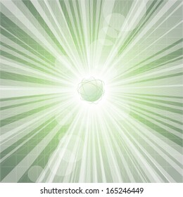 Green sphere with a burst vector illustration.