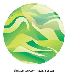 Green sphere icon cartoon vector. Circle drop. Art design