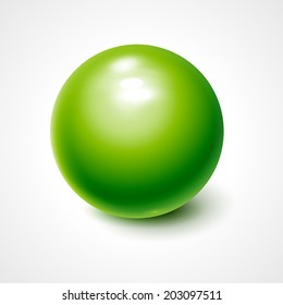 Green sphere isolated on white - vector illustration.