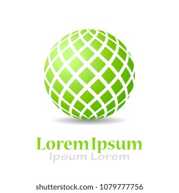 Green sphere vector logo isolated on white background