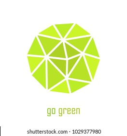 Green spherical "go green" symbol. Vector illustration