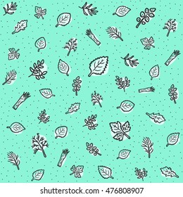 Green spice pattern. Fits perfectly for print or any healthy food background.