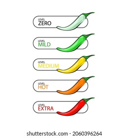 Green spicy level on white background. Logo design. Label. Vector icon.