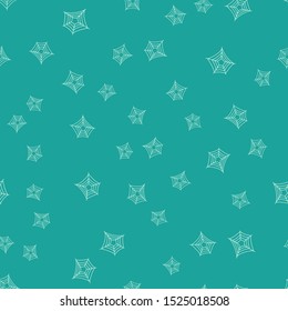 Green Spider web icon isolated seamless pattern on green background. Cobweb sign. Happy Halloween party.  Vector Illustration