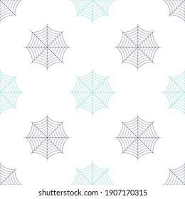 Green Spider web icon isolated seamless pattern on white background. Cobweb sign. Vector.