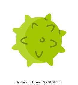 Green spiky ball dog toy. Toys for leisure, throwing and training of pets. Vector illustration in cartoon style. Isolated white background
