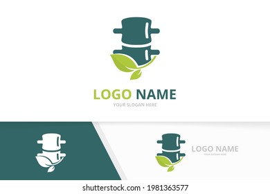 Diseño del logo de la columna vertebral verde. Blootipo del centro de diagnóstico de la columna vertebral natural vectorial.