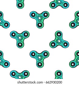 green spinner. Vector hand drawn fashion illustration on white background in watercolor style