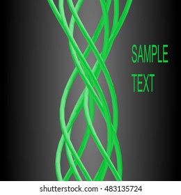 Green spiral. Abstract 3D background. Futuristic Technology Vector illustration.