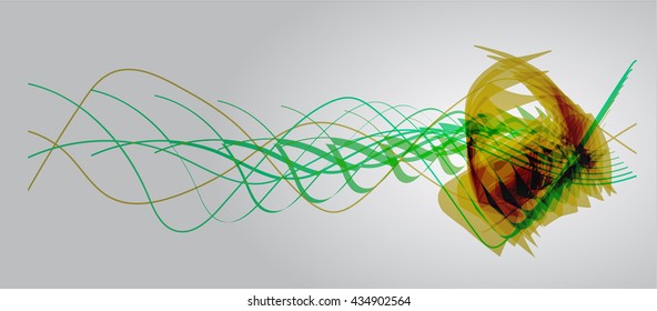 Green spiral abstract yellow lump on a gray background vector illustration
