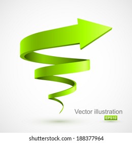 Green spiral arrow 3D.