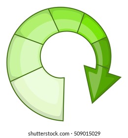 Green spiral arrow icon. Cartoon illustration of arrow vector icon for web design