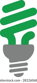 Green spiral CFL lightbulb icon representing energy saving eco friendly lighting and sustainable technology concept