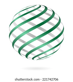 Green spiral logo ball template isolated on white