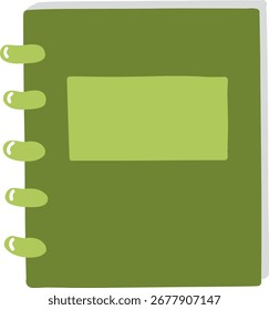 Green spiral notebook with blank label for school or office use