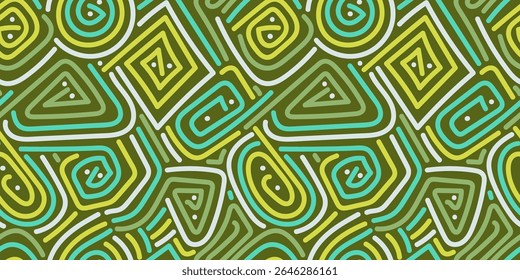 Green Spiral Triangular Maze Pattern Design