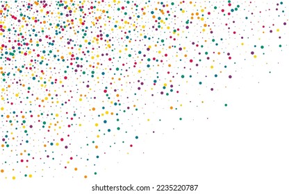 Green Splash Decoration White Background. Effect Circle Illustration. Carnaval Dot Banner. Yellow Confetti Transparent Design.