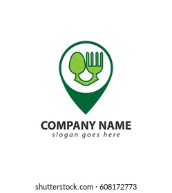 Green Spoon and Fork Pin Locator Logo