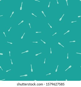 Green Spoon icon isolated seamless pattern on green background. Cooking utensil. Cutlery sign.  Vector Illustration