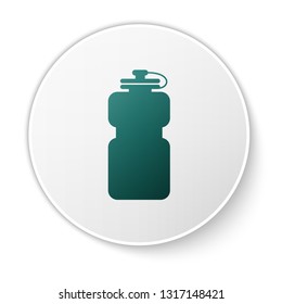 Green Sport bottle with water icon isolated on white background. Green circle button. Vector Illustration