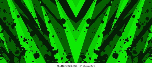 
green sport, game, car warp abstract background with sharp geometric shapes and splash Vector illustration