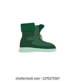 Green sport high boot illustration. Bad weather, cold, fitness, running. Fashion concept. Vector illustration can be used for topics like clothing, fashion, advertisement, shopping